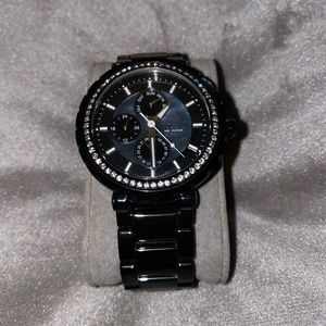 Fossil black tempered glass watch